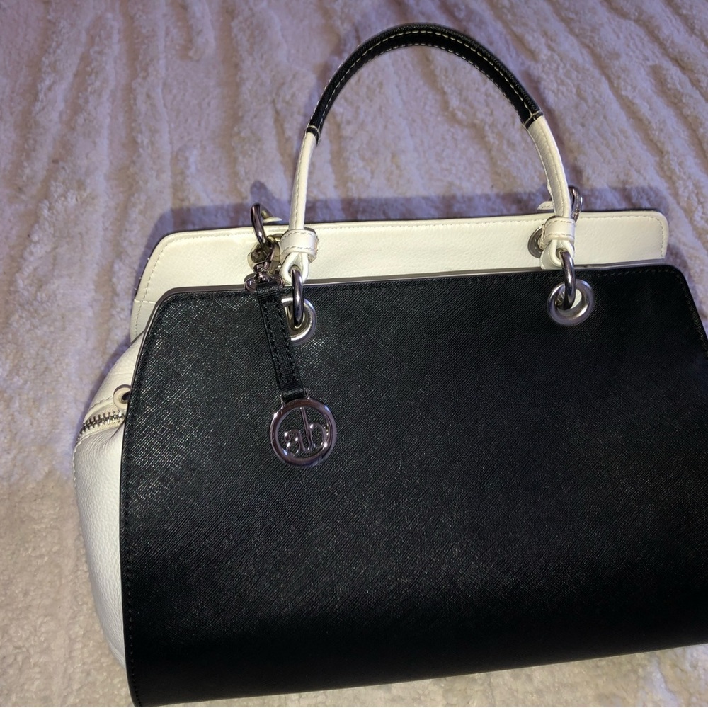 Genuine leather Black and White Handbag